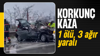 Otomobil tıra çarptı: 1 ölü, 3 ağır yaralı