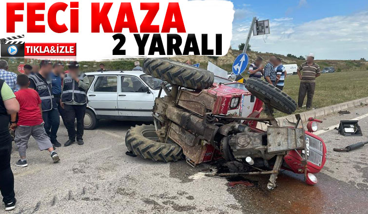 Otomobil traktörle çarpıştı: 2 yaralı
