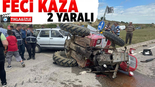 Otomobil traktörle çarpıştı: 2 yaralı