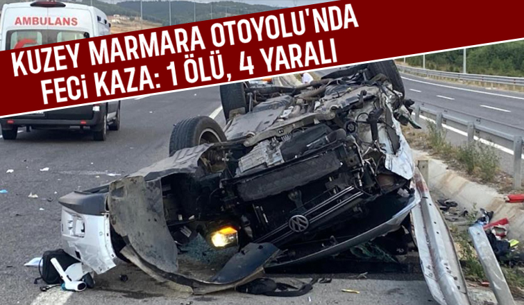 Otomobil yön tabelasına çarptı: 1 ölü, 4 yaralı