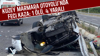 Otomobil yön tabelasına çarptı: 1 ölü, 4 yaralı