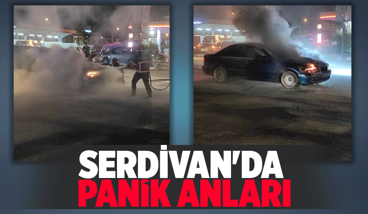 Otomobili yanmaktan itfaiye kurtardı