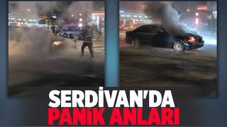 Otomobili yanmaktan itfaiye kurtardı