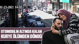 Otomobilin altında kalan kurye ölümden döndü