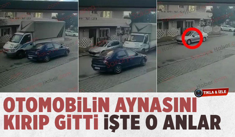 Otomobilin aynasını kırdı