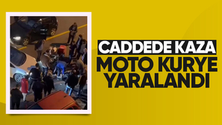 Otomobilin çarptığı motor kurye hastanelik oldu