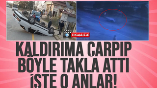 Otomobilin takla attığı anlar kamerada