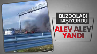 Otoyol bağlantısında kamyonet yandı