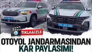 Otoyol jandarmadan kar altında nöbet