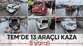 Otoyolda 13 araç birbirine girdi