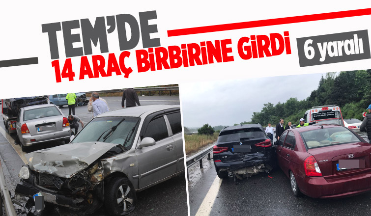Otoyolda 14 araç birbirine girdi