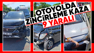 Otoyolda 5 araçlı  zincirleme kaza