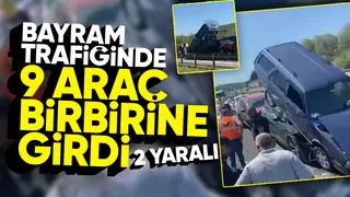 Otoyolda 9 araçlı zincirleme kaza