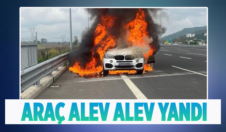 Otoyolda araç yandı