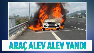 Otoyolda araç yandı