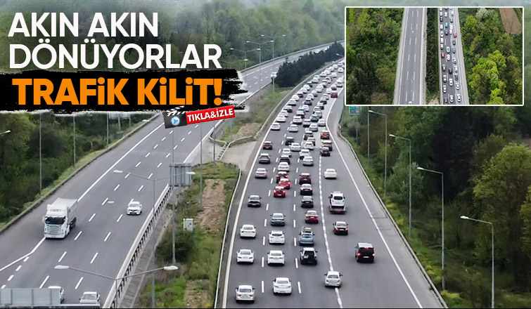 Otoyolda dönüş yoğunluğu trafiği durdurdu