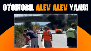 Otoyolda panik anları; Alev alev yandı