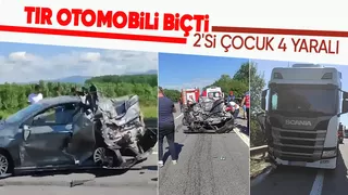 Otoyolda tır otomobili biçti