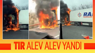Otoyolda tırın kupası alev topuna döndü