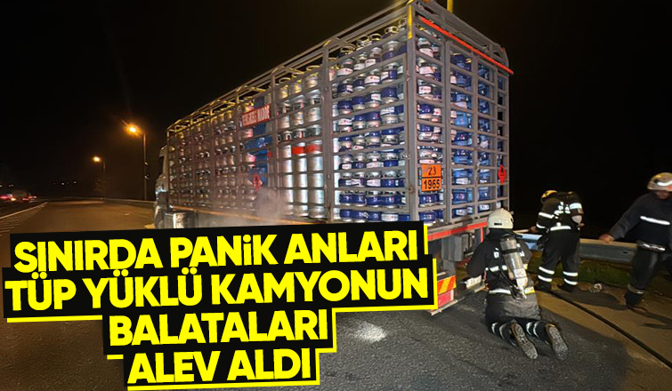 Otoyolda tüp yüklü kamyonda yangın