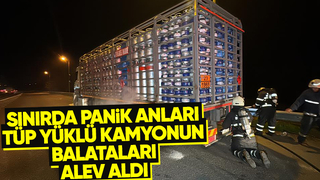 Otoyolda tüp yüklü kamyonda yangın