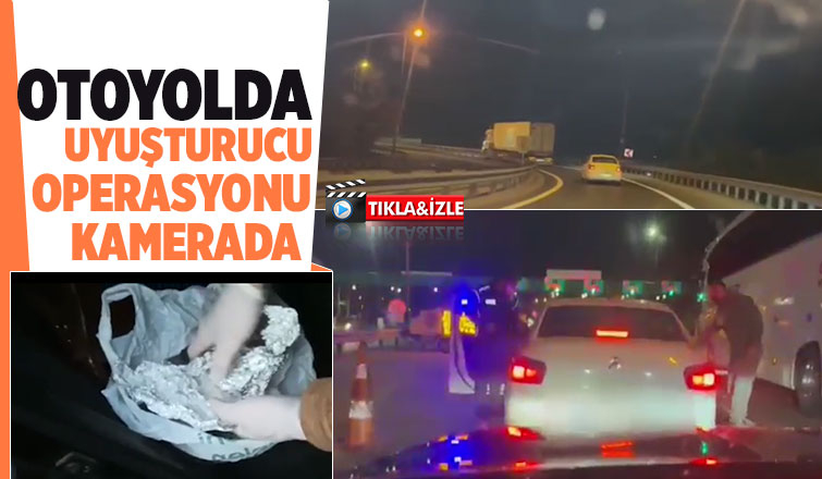 Otoyolda uyuşturucu bulunan otomobile operasyon anı