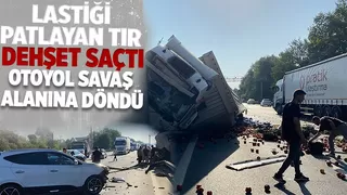 Otoyolu savaş alanına çeviren kaza