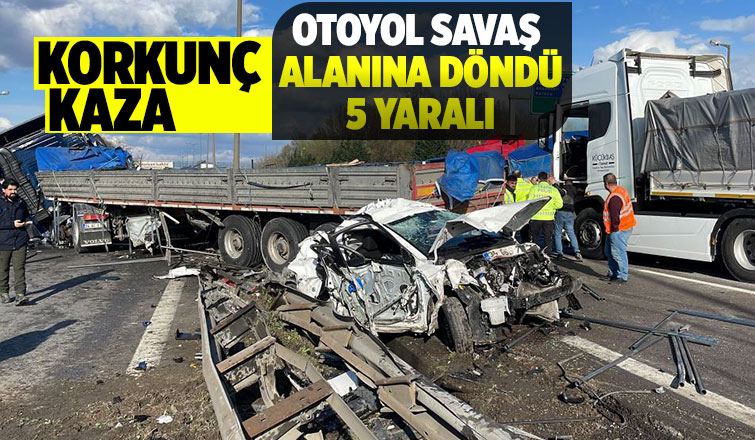 Otoyolu savaş alanına çeviren kaza