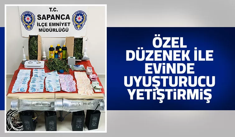 Özel düzenekle evinde uyuşturucu yetiştirdi