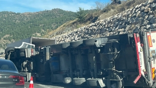 Paket tavuk yüklü tır devrildi, sürücüsü yaralandı