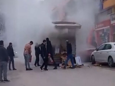 Panik anları: Bir anda alev aldı