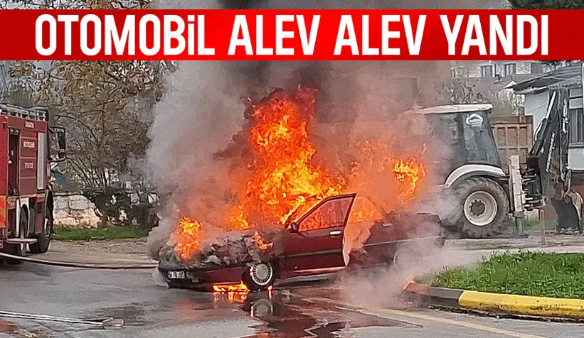 Panik anları; Otomobil alevler içinde kaldı