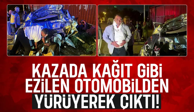 Paramparça olan araçtan yürüyerek çıktı