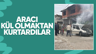 Park halindeki araçta yangın çıktı