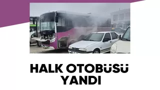 Park halindeki halk otobüsü yandı