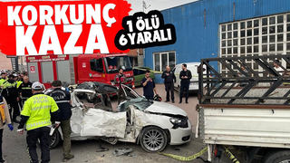 park halindeki kamyonete çarptı 1 ölü  6 yaralı