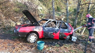 Park halindeki otomobil yandı