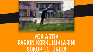 Parkın korkuluklarını çaldı