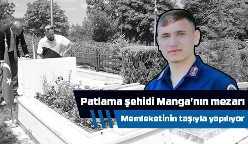 Patlama şehidinin mezarı mermerlerle yapılıyor