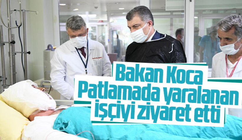 Patlamada yaralanan işçiyi ziyaret etti