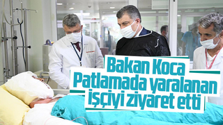 Patlamada yaralanan işçiyi ziyaret etti