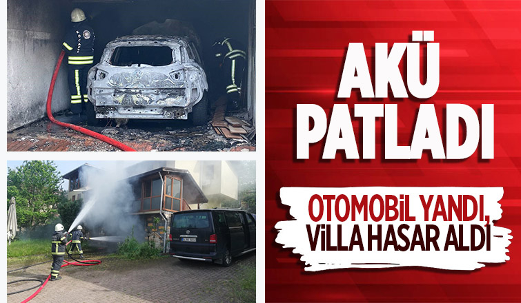Patlayan akü otomobili kül etti