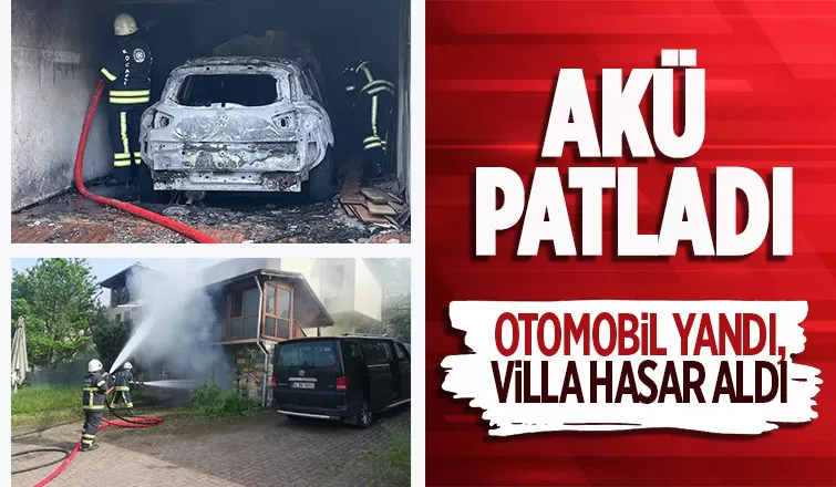 Patlayan akü otomobili kül etti