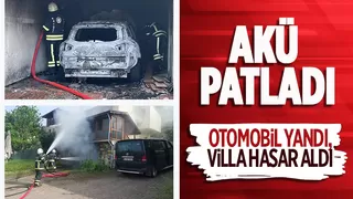 Patlayan akü otomobili kül etti