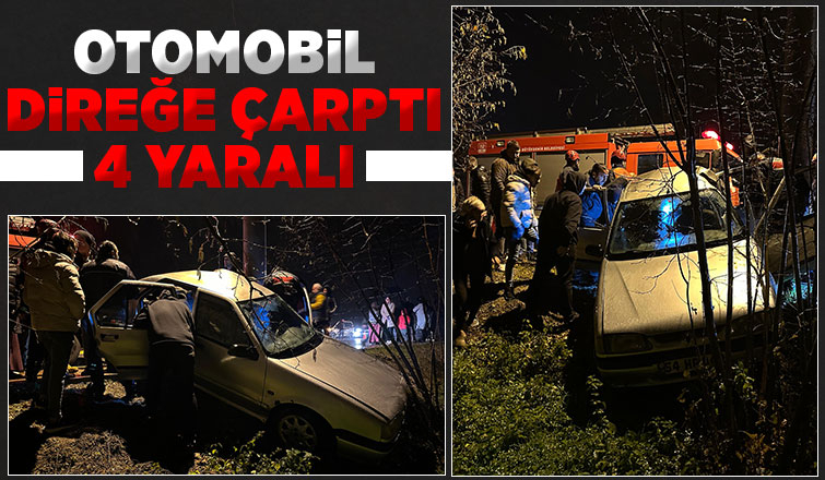 Pazarköy'de otomobil direğe çarptı: 4 yaralı