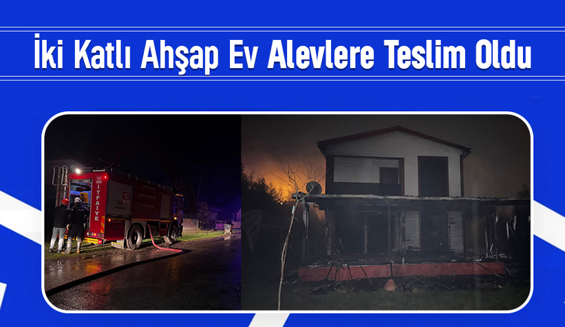 Pelet sobasından kalan köz, ahşap evi  yaktı