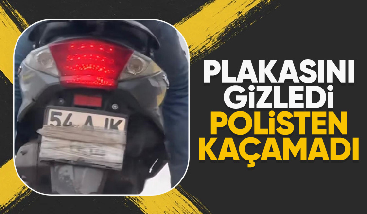 Plakasını gizleyen motosikletli yakalandı
