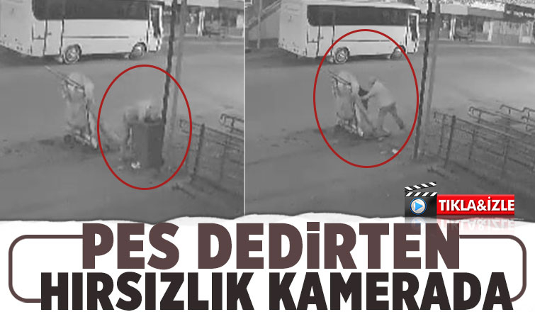 Plastik çöp konteynerini çaldı