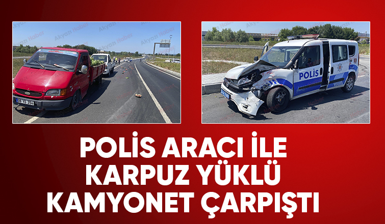 Polis aracı kaza yaptı
