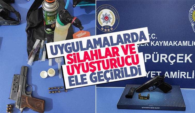 Polis uygulamada silah ve uyuşturucu ele geçirdi